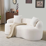Divano loveseat 2 posti curvo con 2 cuscini; schiuma e molle; bianco