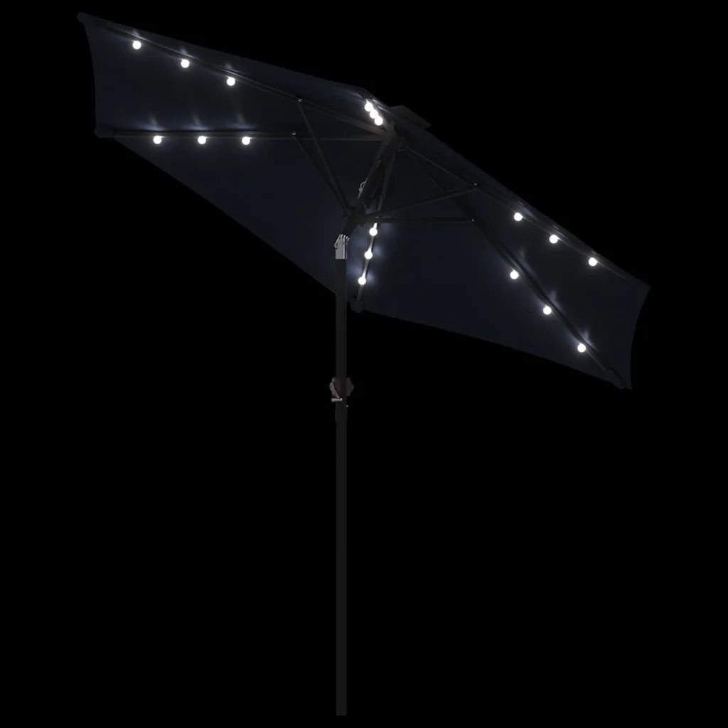 Ombrello | Parasolne Giardino con LED Palo Acciaio Nero 225x225x212 cm