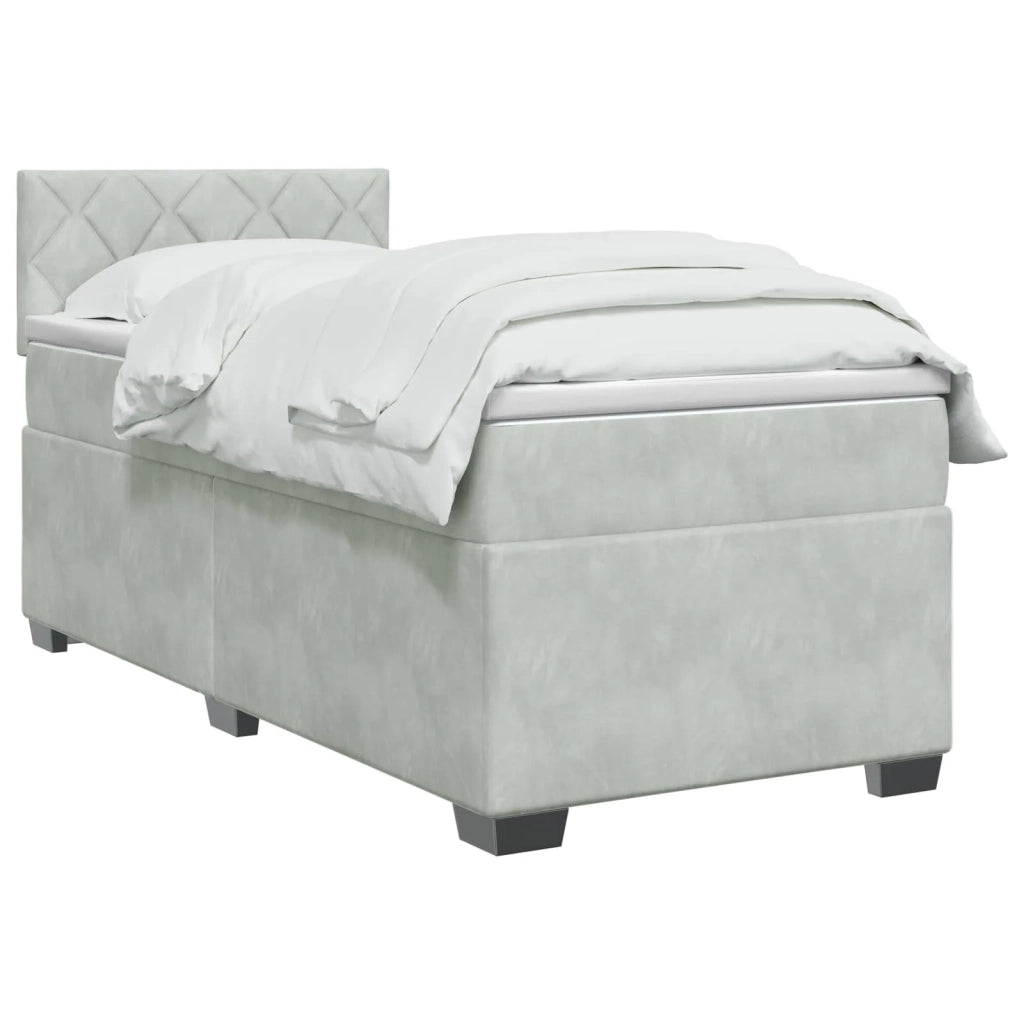 Letto con Box Spring, Materasso e LED Grigio Chiaro Velluto 3452126
