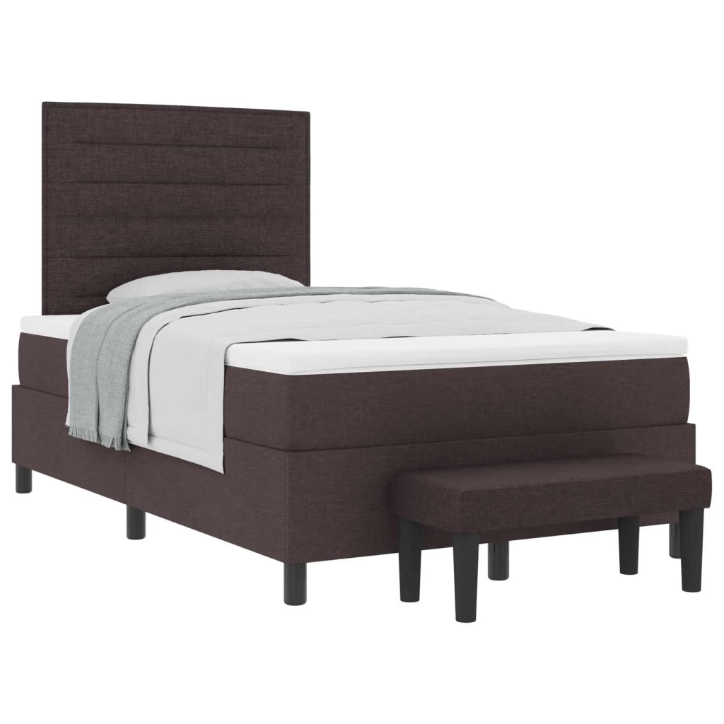 Letto a molle con materasso Marrone Scuro 120 x 190 cm Tessuto