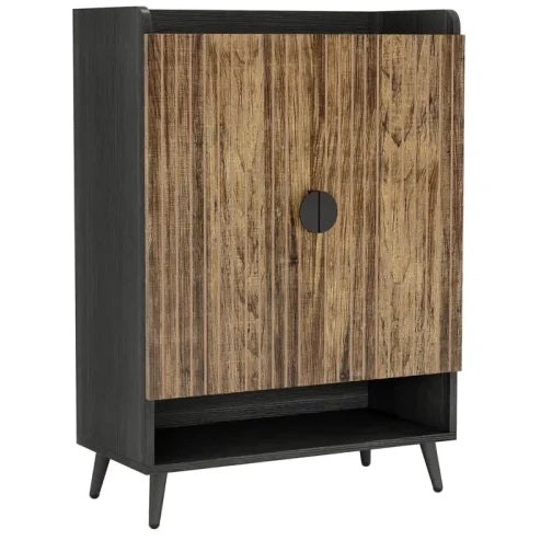 Armadio Vintage in Legno per Scarpe con 7 Ripiani Regolabili e 2 Ante, Organizer Rustico per Ingresso