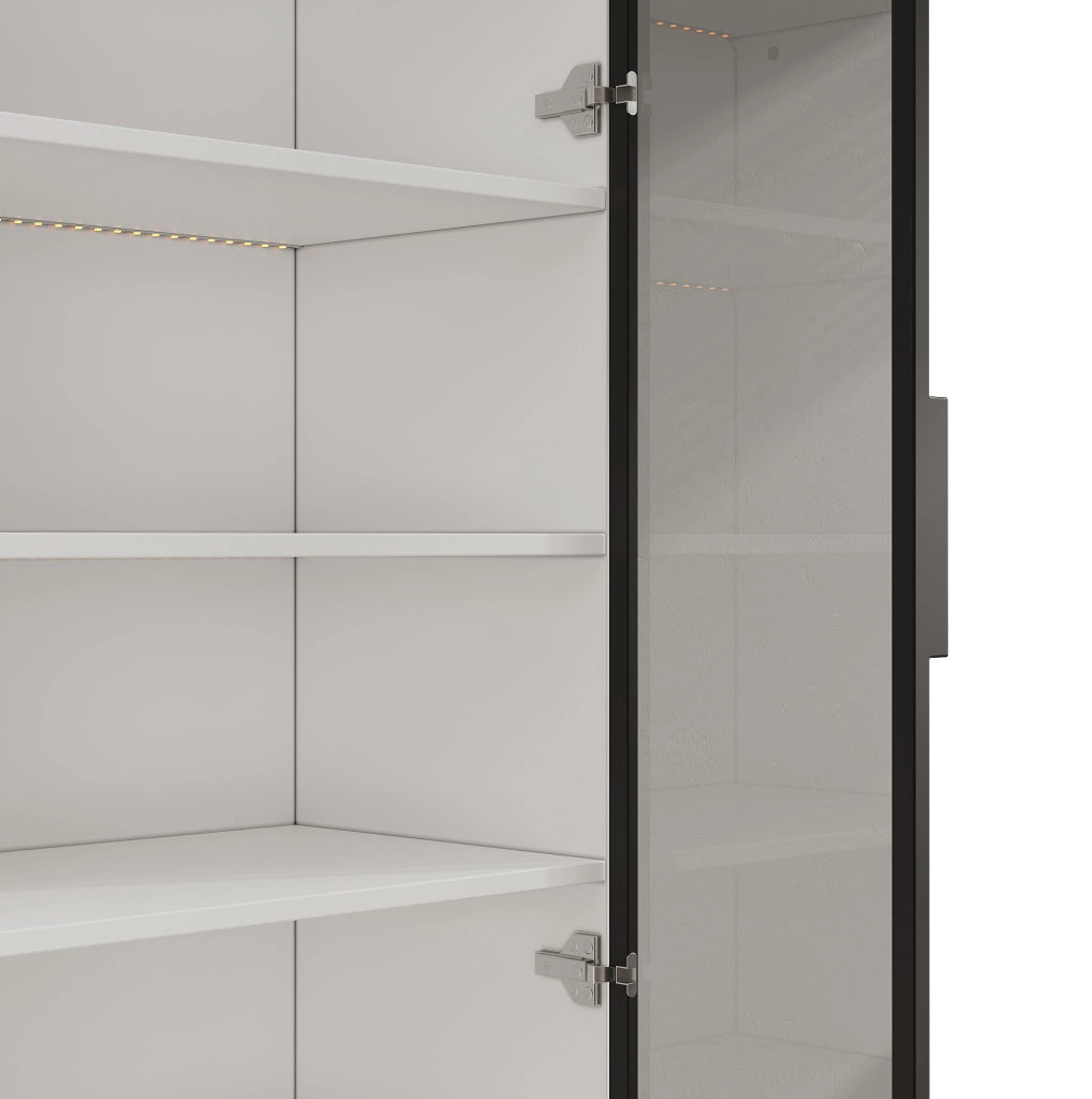 Vetrina 60x40x160 cm con LED multicolore; vetro fumé e truciolare bianco