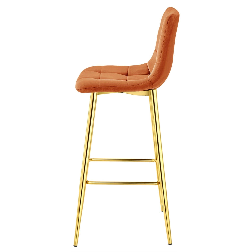 Sgabello Arceto in velluto color rame e gambe dorate