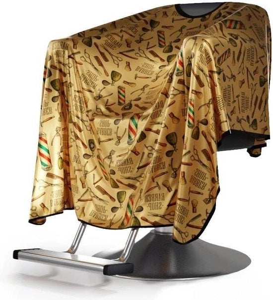 Mantella Professionale per Taglio di Capelli in Oro Satinato Lavabile Regolabile 138 cm x 158 cm.