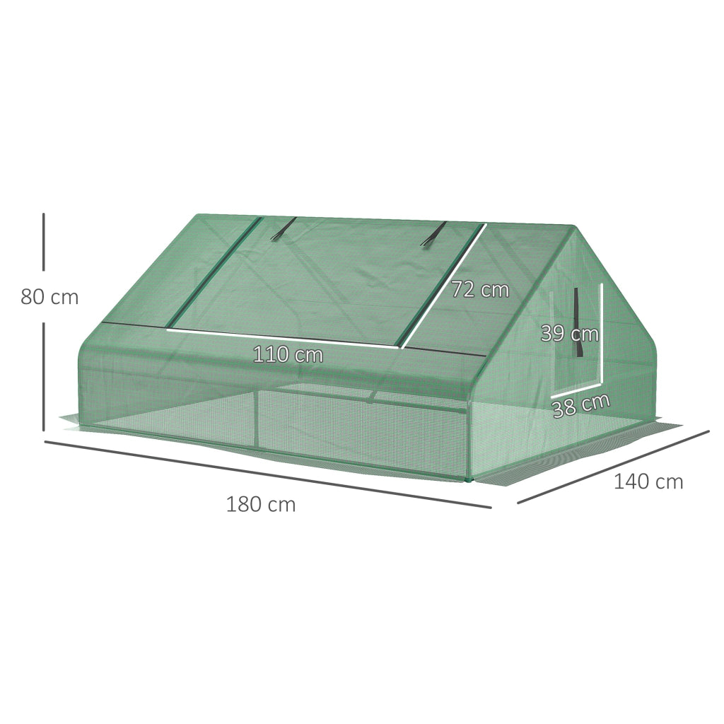 EasyComfort Serra da Giardino in Acciaio con Rivestimento in PE, Porte Avvolgibili e Finestre, 180x140x80cm, Verde