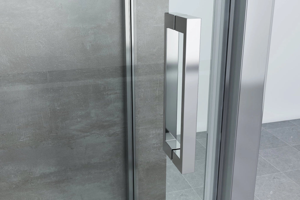 Box doccia angolare parete fissa e ANTA FISSA + PORTA scorrevole vetro 6 mm MISURA 67,5-70 ANTA FISSA + PORTA 165-170