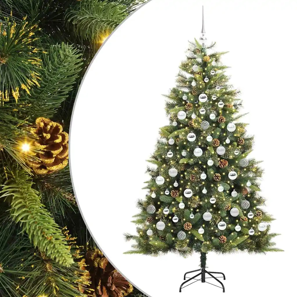 Albero di Natale artificiale pieghevole con coni Verde 180 cm 3395094