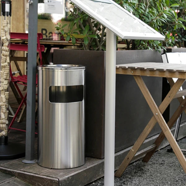 Posacenere con cestino circolare a raggi - Silver