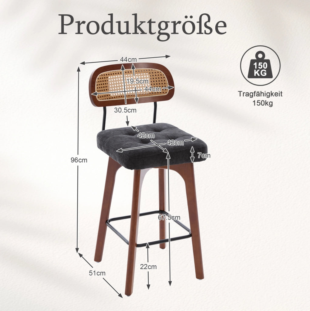 Set di 2 sgabelli da bar girevoli 44x51x96 cm in legno nero