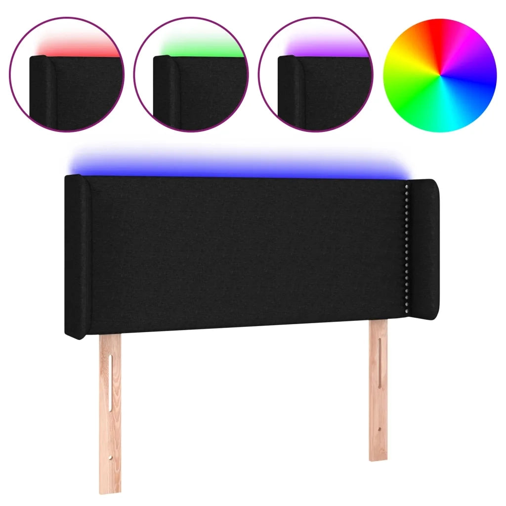 Testiera a LED Nera 83x16x78/88 cm in Tessuto 3123072