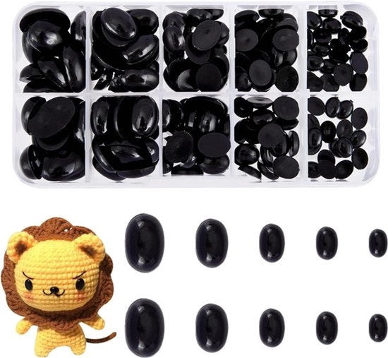 Protezione Naso Occhi - Plastica - 8 a 18mm - Artigianato per Animali - Orsacchiotto Pupazzo - Fai da Te - Adatto per Orso - 180 pezzi 5 Dimensioni Protezione Naso Occhi, Occhi Naso in Plastica per Artigianato Animali Orsacchiotto Popolo Giochi Fai da Te.