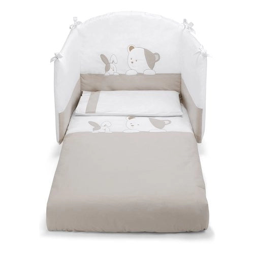 Piumone lettino pali 0687lulu lulÙ set 3 pz bianco e tortora