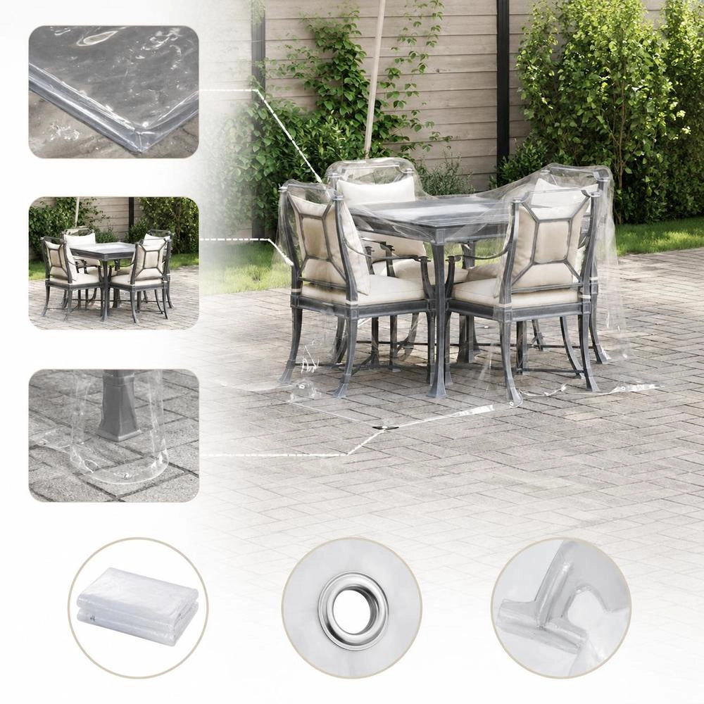 Telo trasparente con occhielli, 2x2 m, in PVC, compatto e resistente, ideale per esterni, giardino e balcone