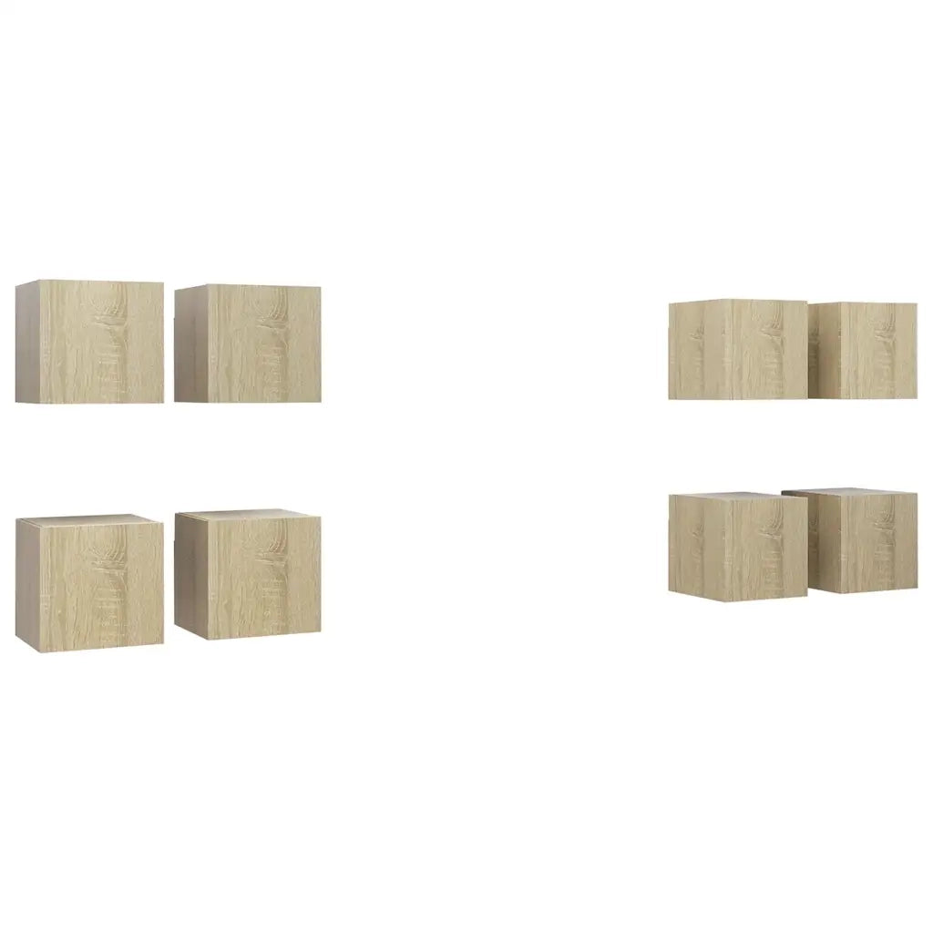 Mobili TV a Parete 8 pz-Set di 8 Credenza per TV sospesa Rovere Sonoma 30,5x30x30 cm