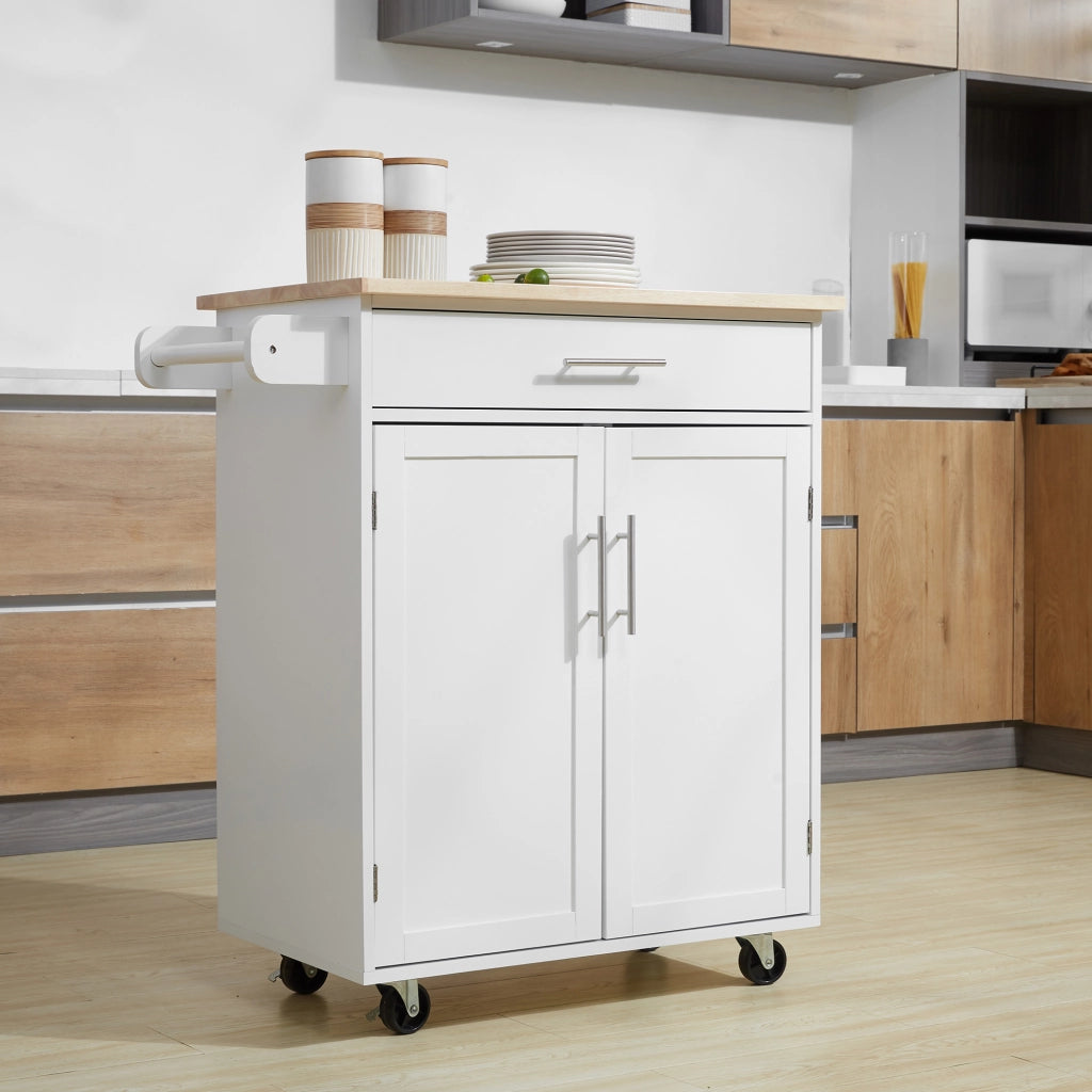 Carrello da cucina con cassetto e porta asciugamani ¨C Minimal ¨C bianco