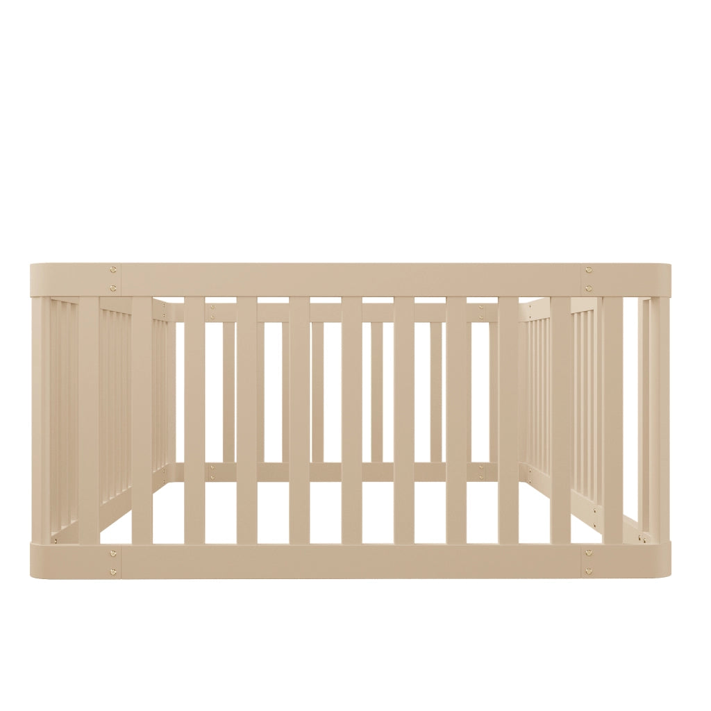 Letto per bambini 90 × 200 cm con barriera semiaperta, senza materasso, in legno massello di pino, crema