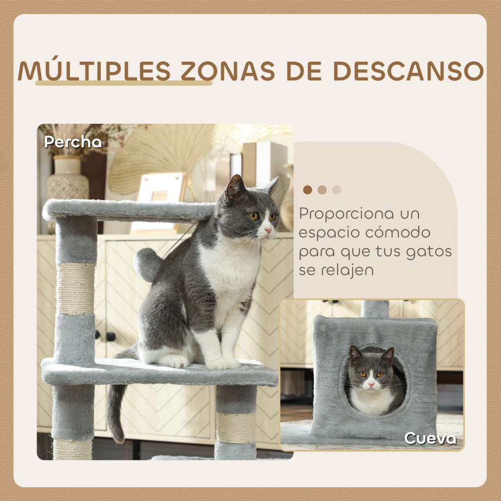 Tiragraffi per Gatti con Sisal e Ripiani ¨C zephmum ¨C 50x30x81,5 cm Grigio