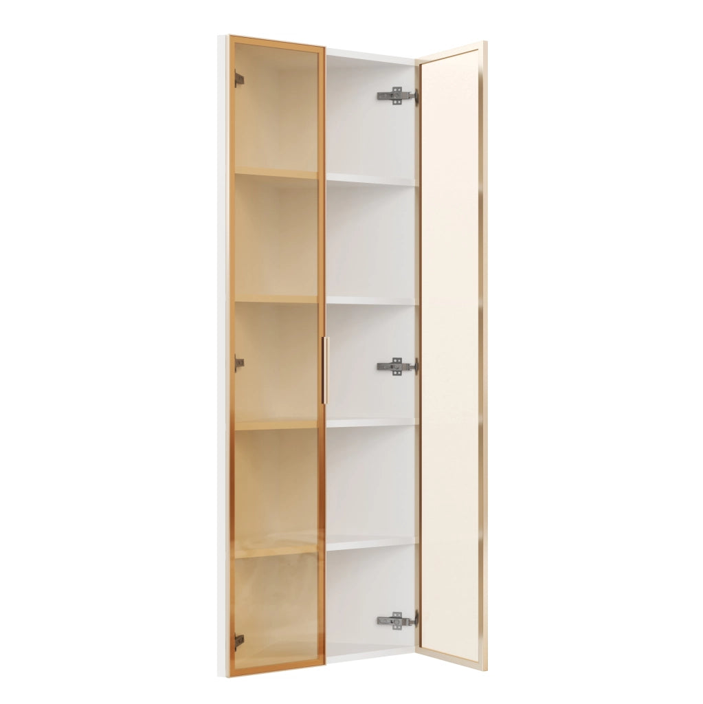 Vetrina angolare in vetro temperato bianco con LED integrati 62x35x160 cm