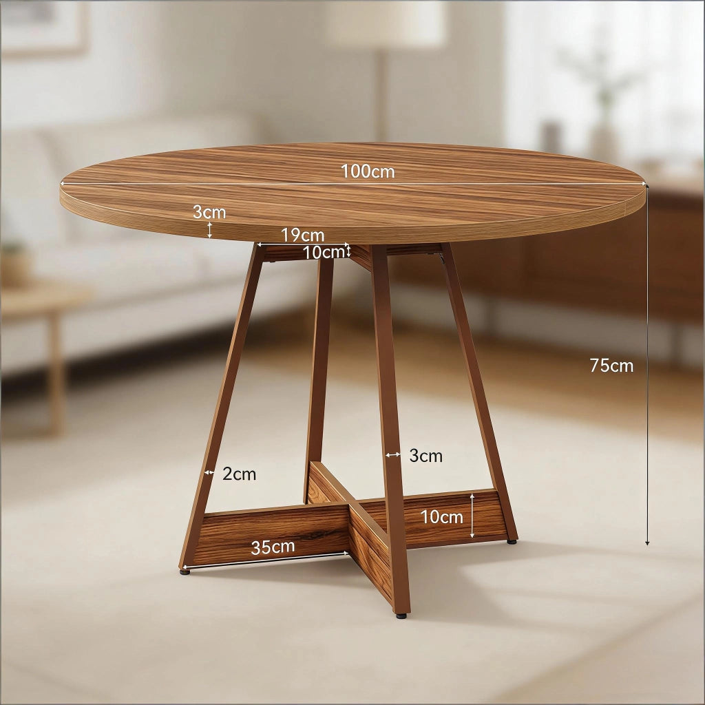 TAVOLO rotondo 100 cm MDF marrone