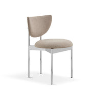 Set di 2 sedie da pranzo in stile scandinavo con struttura in acciaio inox e rivestimento in tessuto, misure compatte 78x60x56 cm, colori Khaki e Crema