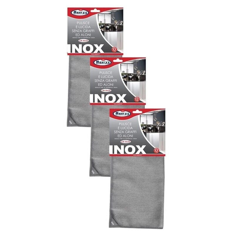 KIT SET 3 PZ MAURY'S PANNO PER ACCIAIO INOX 35X35CM
