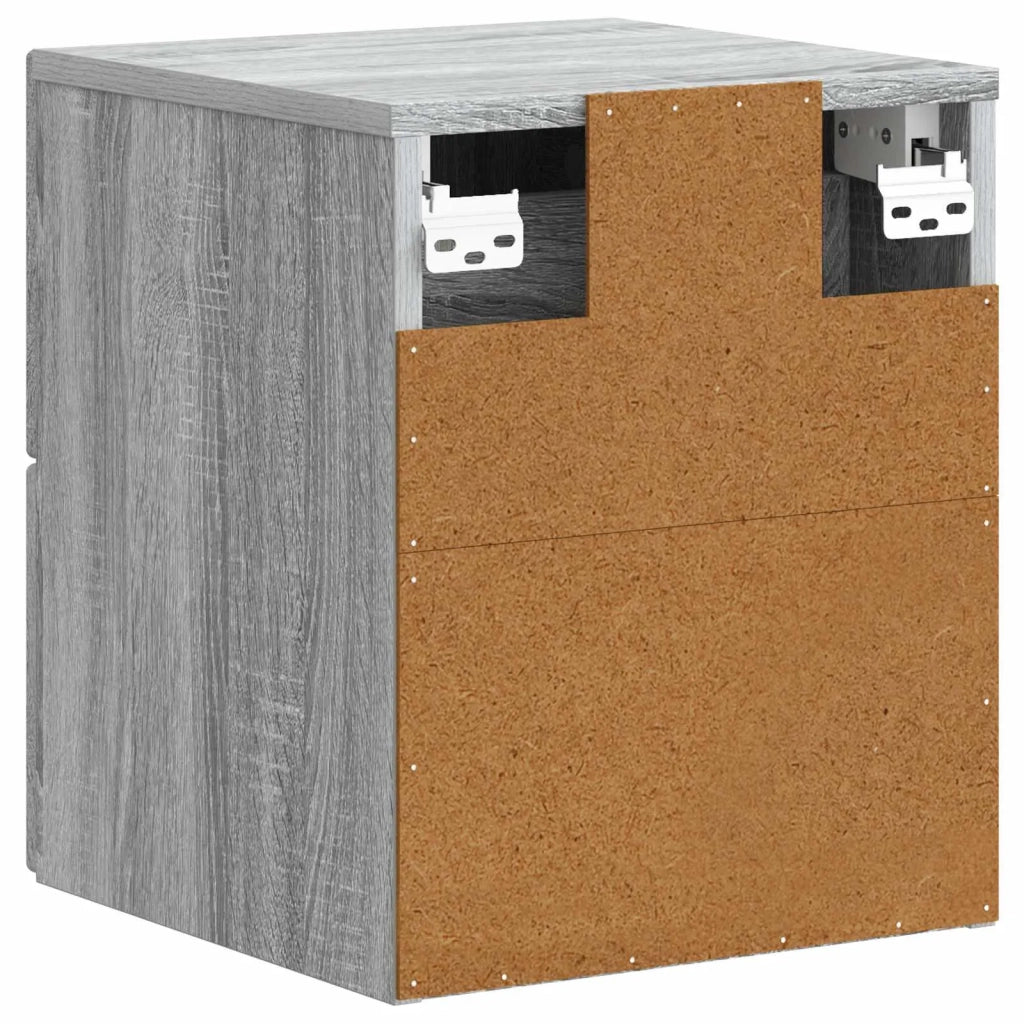 Set di 2 Comodini | Armadio da Notte | Mobiletto da notte a muro Grigio Sonoma 34,5 x 33 x 40 cm