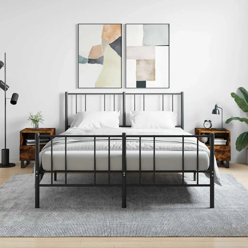 Set di 2 Comodini | Armadio da Notte | Mobiletto da notte Rovere Fumo 40x35x47,5 cm in Legno Multistrato