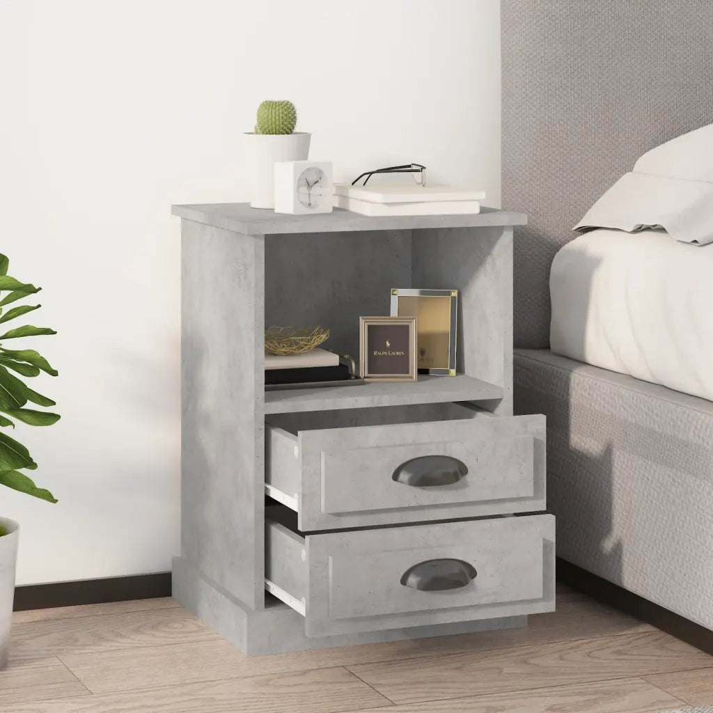 Set di 2 Comodini | Armadio da Notte | Mobiletto da notte Grigio Cemento 43x36x60 cm