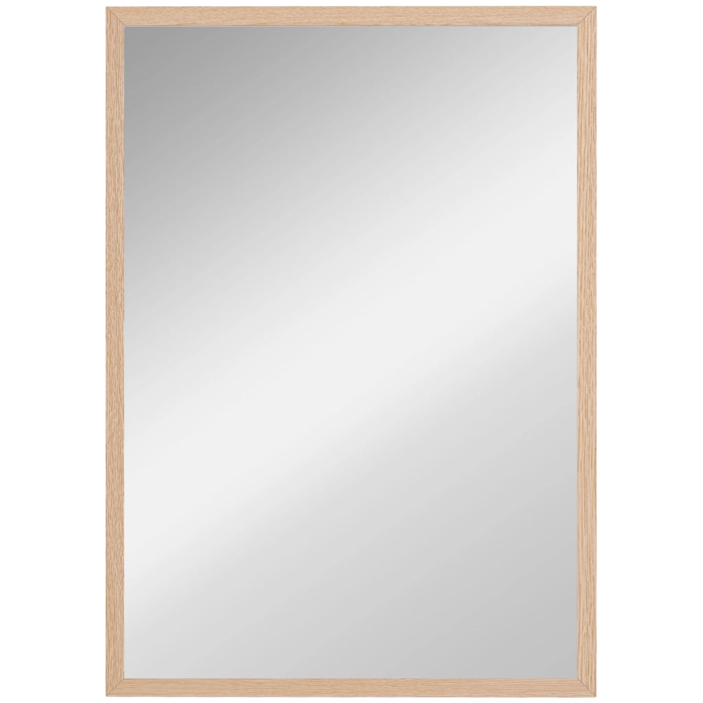 SPECCHIO DA PARETE DECORATIVO 50 x 70 cm MDF Legno Naturale 4 ganci