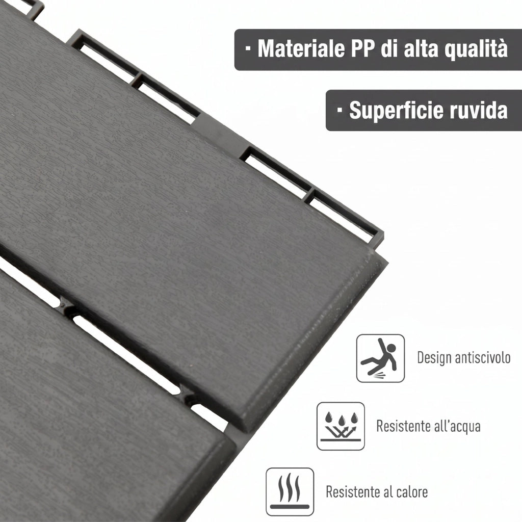 Set Piastrelle per Pavimenti Esterni ¨C zephmum ¨C Nero, Polipropilene, 30x30x2cm