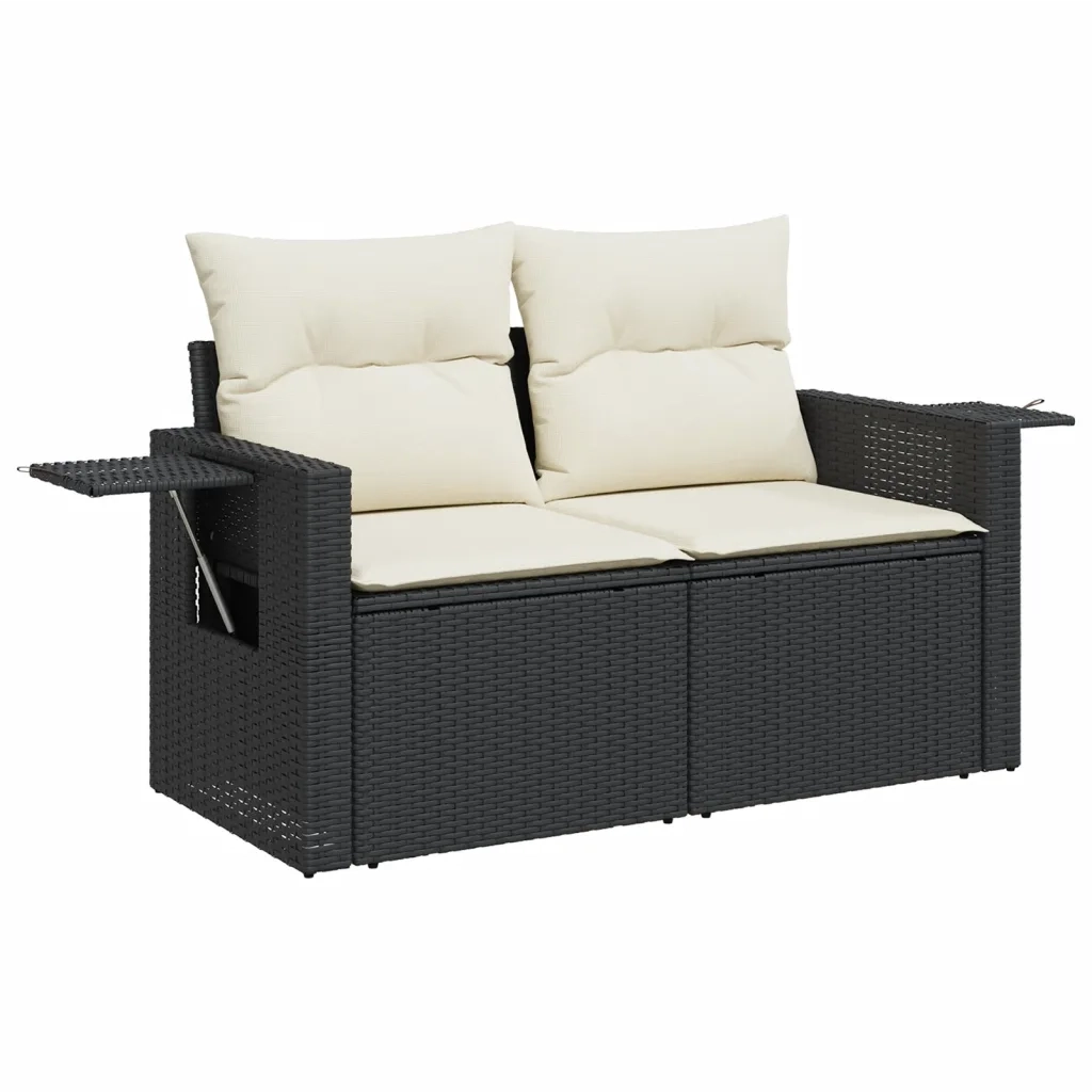 Set Divani da Giardino con Cuscini 7pz Nero Polyrattan 3224579