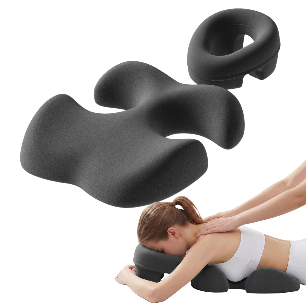 Cuscino per massaggio con supporto a T in memory foam grigio scuro per riposo prono e spa