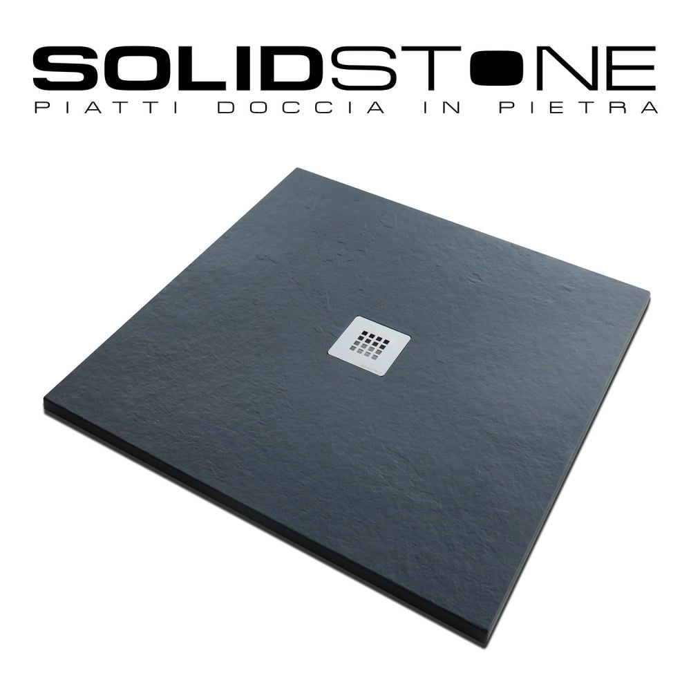 Piatto doccia in pietra SOLIDSTONE alto 2,8 cm - Antracite Grafite nero RAL 7016 - Misura: 120x120 x 2,8h 