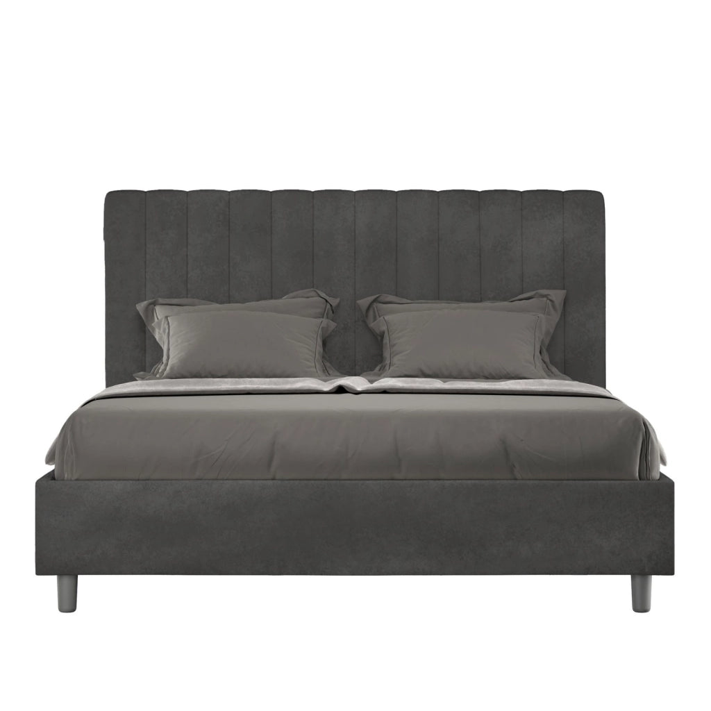 ityhome Letto matrimoniale king size senza rete imbottito 170x190 microfibra grigio Agueda