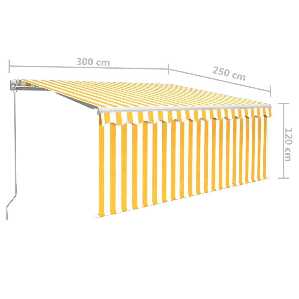 Tenda Sole Retrattile Manuale Parasole LED-Tenda parasole per balcone 3x2,5m Gialla Bianca 160304