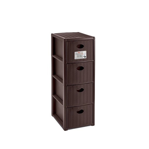 Cassettiera in Plastica Elegance slim 4 cassetti moka 30 x 40 x 80 cm