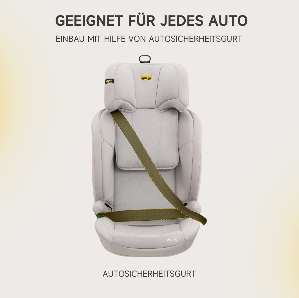 Seggiolino auto bambino con schienale 100-150 cm beige, poggiatesta regolabile