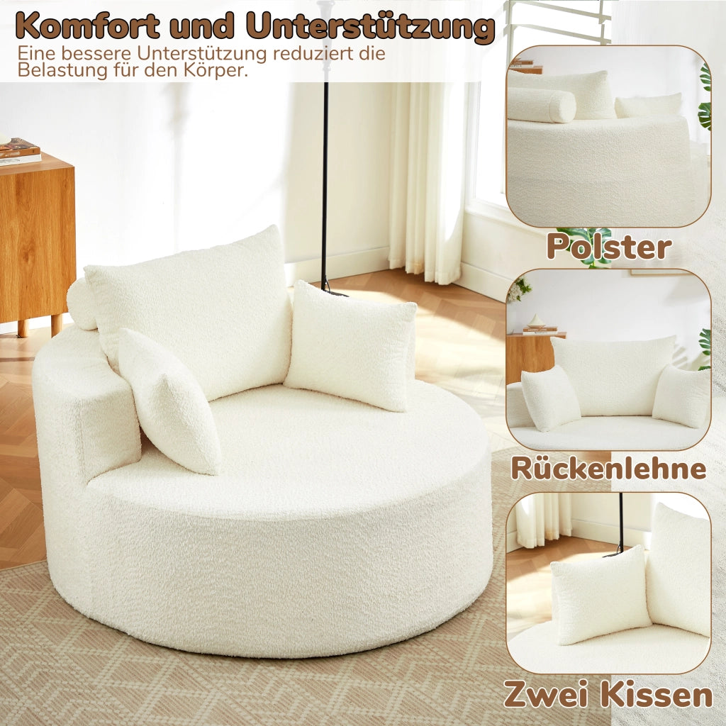 Poltrona modulare in ciniglia beige con cuscino schienale; set da 2 pezzi