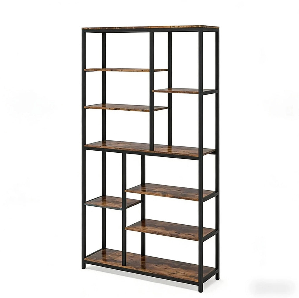 Libreria industriale 100x30x200 cm in metallo e legno