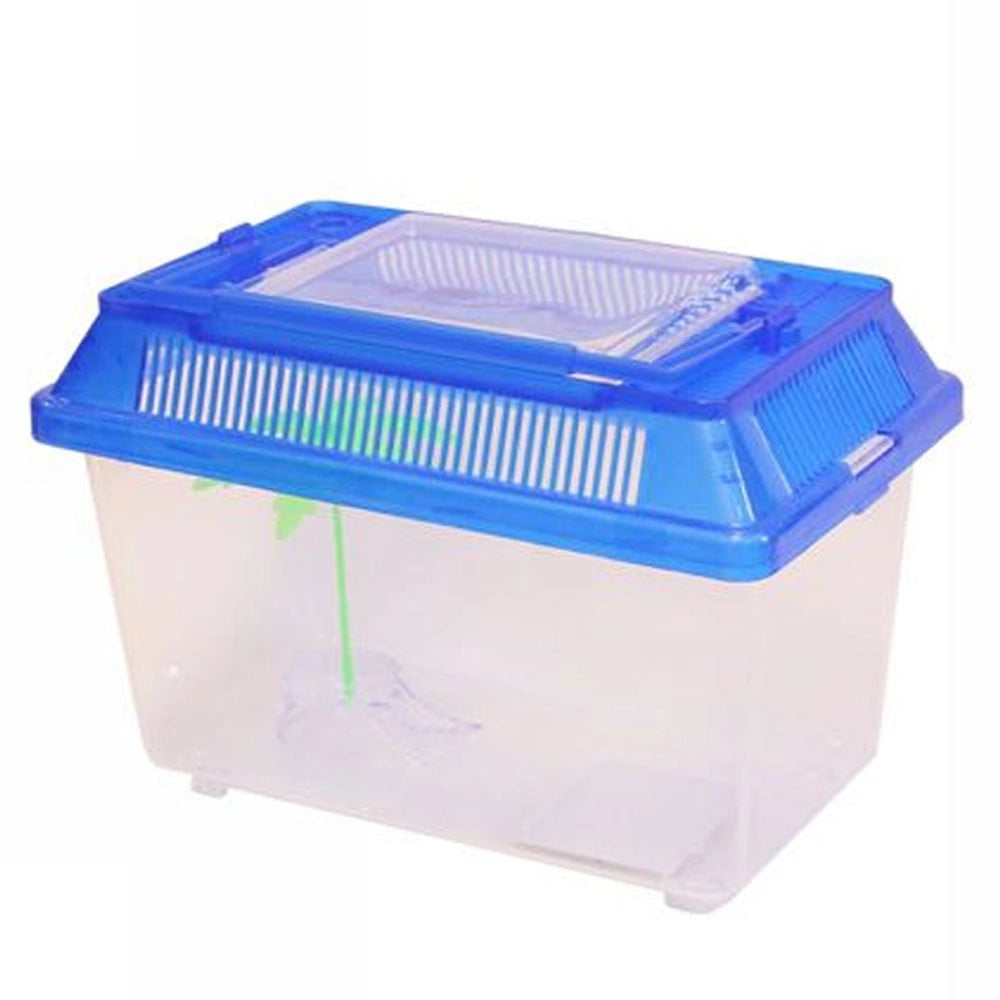 Trade Shop - Acquario Vaschetta Pesci Tartarughe Coperchio Maniglia Presa Aria 18x11x12 Cm -