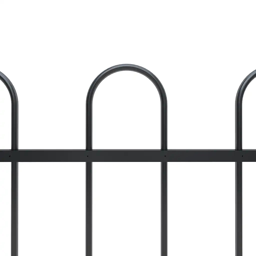 Recinzione da Giardino | Recinzione da cortile con parte superiore ad anello in acciaio 359x150 cm nera