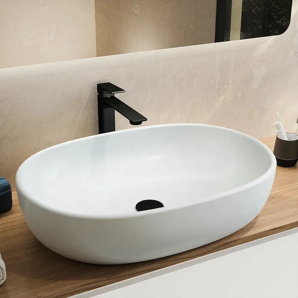 Coppia miscelatori lavabo alto slim bidet senza scarico nero opaco | Ingrid