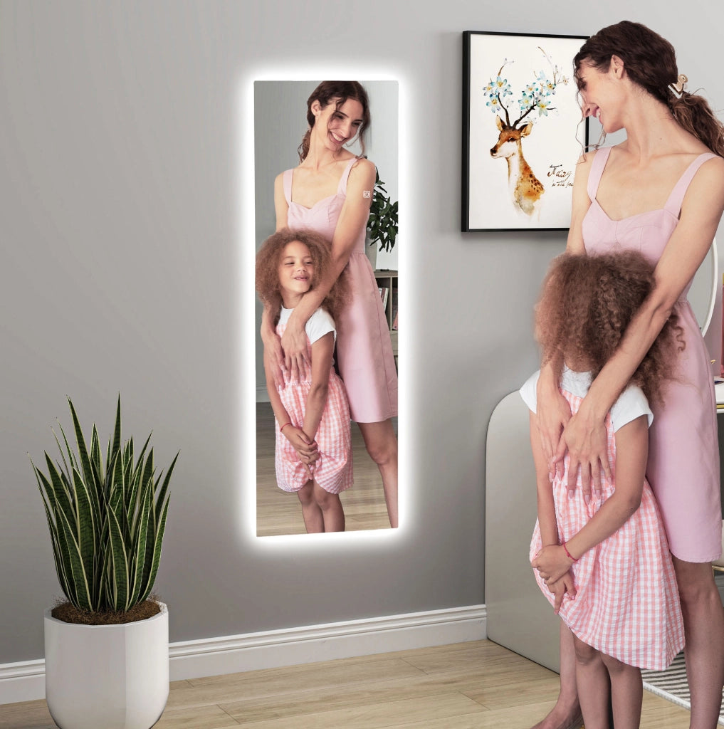 Specchio da parete LED 40x3x120 cm in vetro temperato, luce regolabile