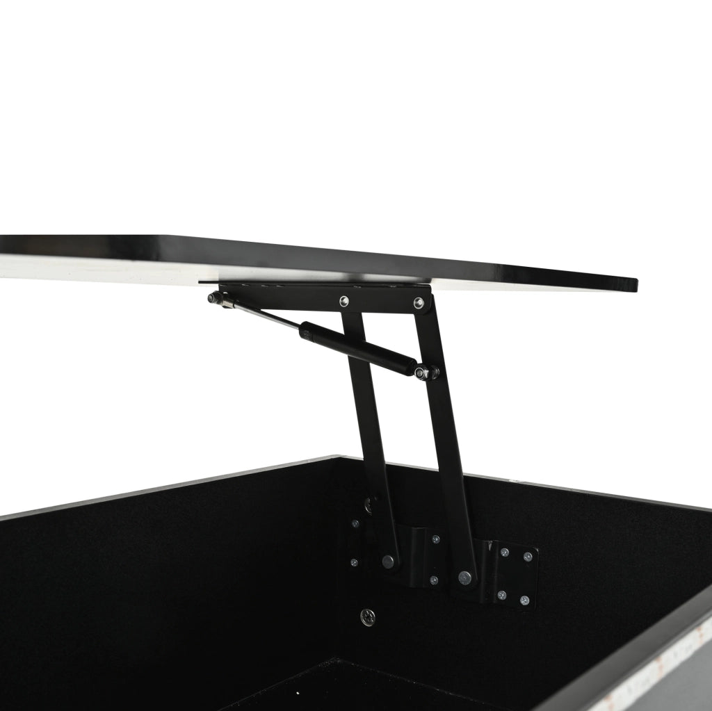 Tavolino da caff¨¨ 100x50 cm elevabile con LED, 4 cassetti e USB in MDF nero