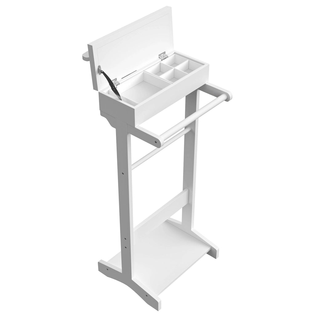 Appendiabiti verticale in MDF bianco con cassetto estraibile e spazio per scarpe