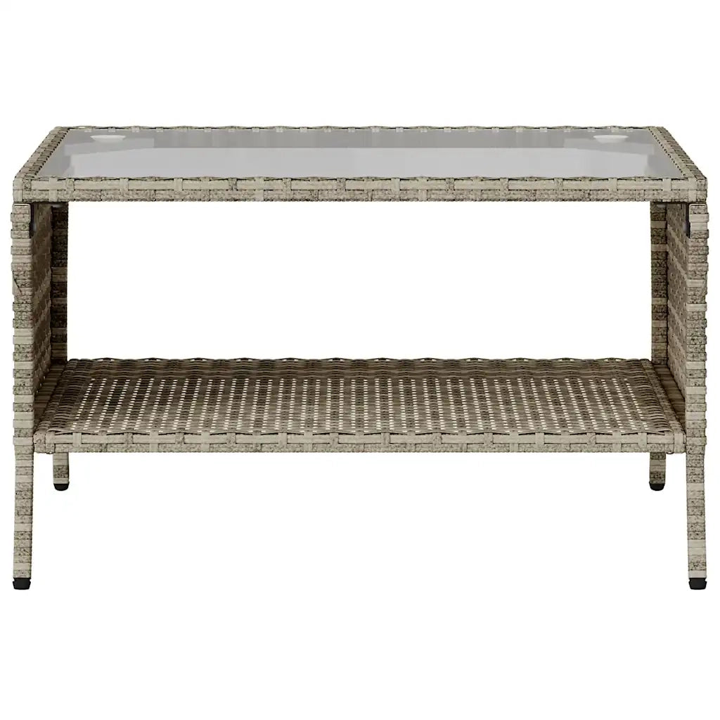 Divano 2 Posti con Cuscini e Tavolo-Sofa 2 Posti con Cuscini e Tavolo Grigio Chiaro Polyrattan