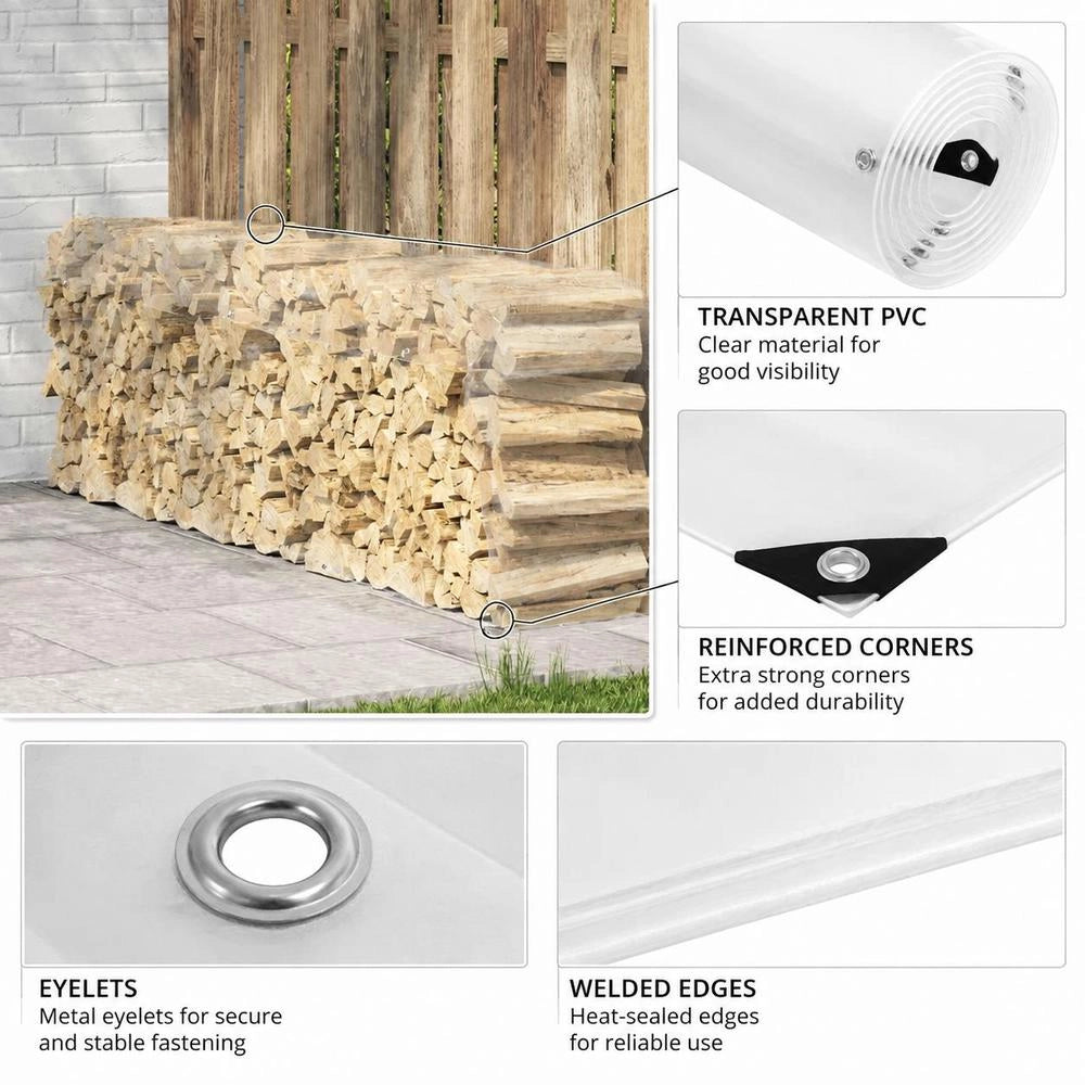 Telo trasparente con occhielli, 1x5 m, in PVC, pratico e robusto, ideale per coperture esterne, giardino e balcone