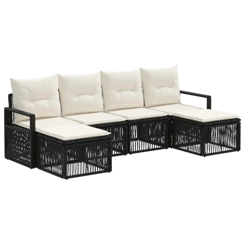 Set Divano da Giardino 6 pz Nero polyrattan 3435790