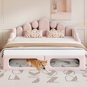 Divano letto 180×200 cm 2 posti; convertibile; in velluto; con letto per animale; senza materasso; rosa