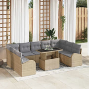 Set Divano da Giardino 10 pcs Beige e Grigio Chiaro polyrattan